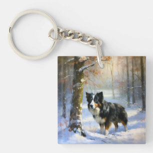 Bordure Collie Laisser neiger Noël