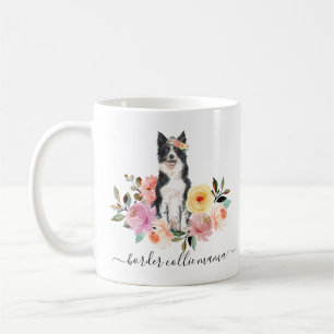 Bordure Collie Maman Floral Café Mug
