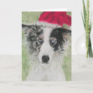 Bordure Collie Noël Carte de voeux de Noël