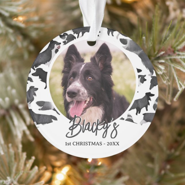 Bordure Collie Nom du Motif Photo 1er Noël (Arbre)