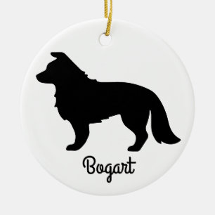 Bordure Collie Silhouette Ornement en céramique