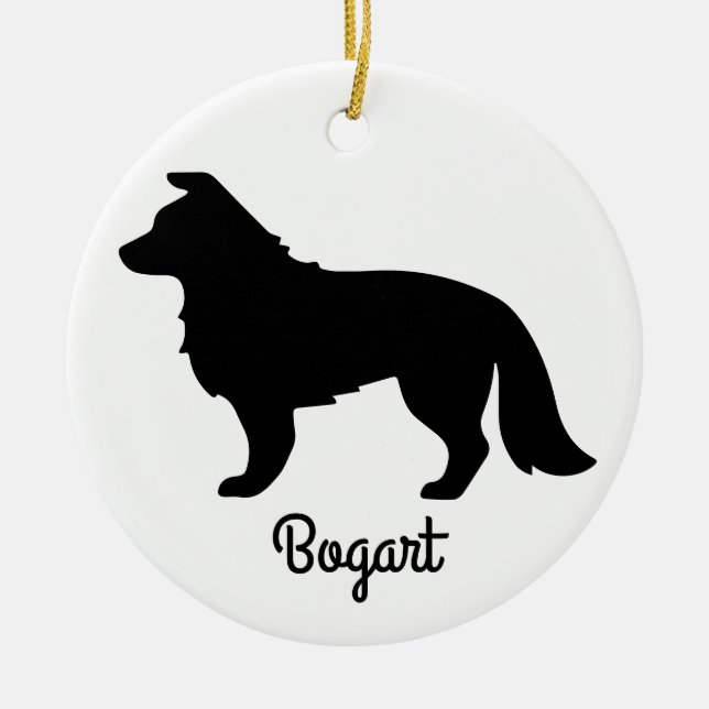 Bordure Collie Silhouette Ornement en céramique (Devant)