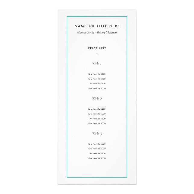 Bordure couleur personnalisée - Turquoise | Carte  (Devant)