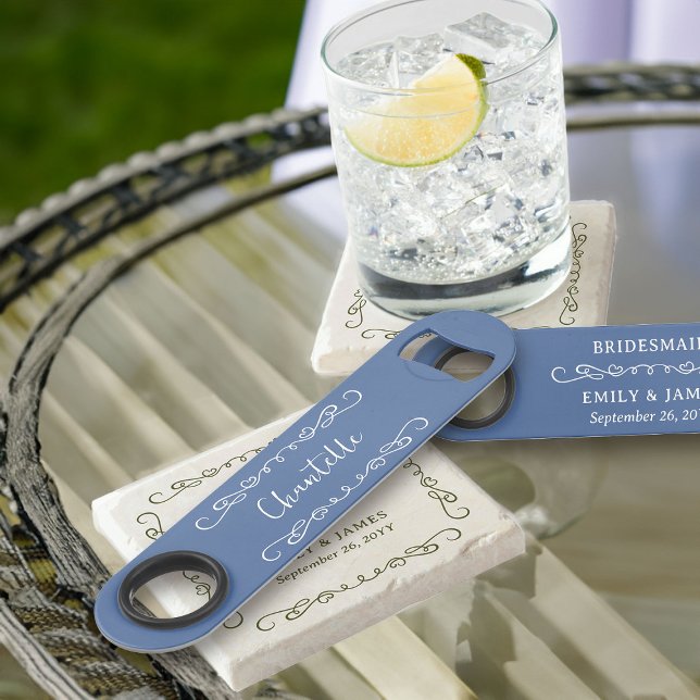 Bordure de coeur de Doodle Whimsical N'importe que (Wedding Party barware gifts - customize to any color and for anyone in your wedding party)