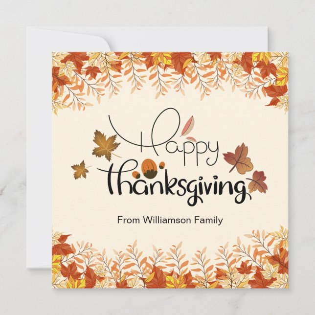 Bordure de départ d'automne | carte bon thanksgivi (Devant)
