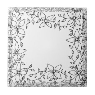 Bordure de fleurs de vigne noire   Carreaux en cér