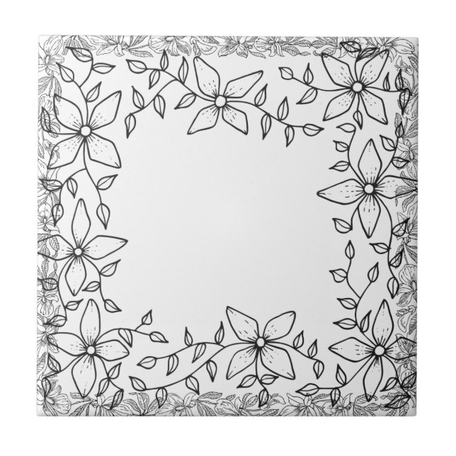 Bordure de fleurs de vigne noire | Carreaux en cér (Devant)