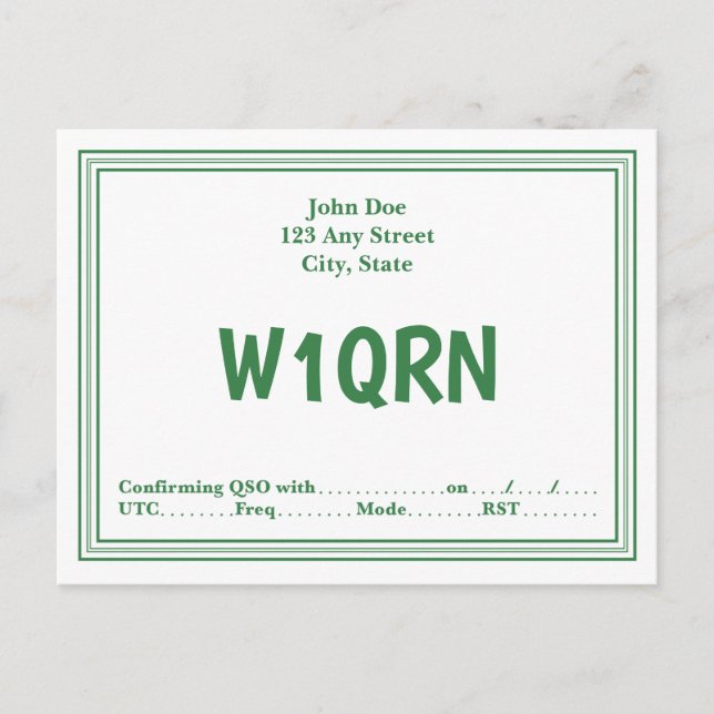 Bordure de la ligne verte rétro de la carte QSL (Devant)