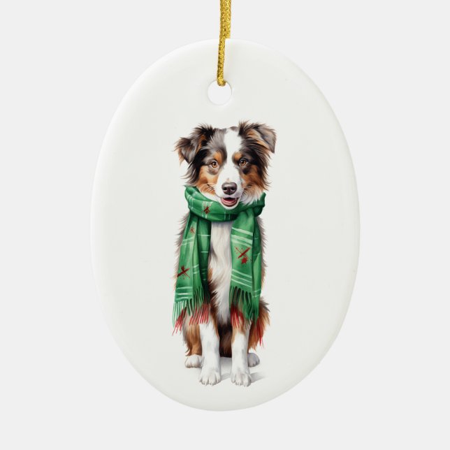 Bordure de Noël Collie Ornement - Animaux de Noël (Devant)