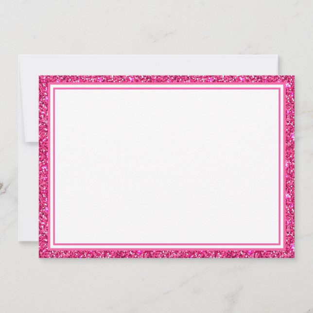 Bordure de Parties scintillant rose carte à note p (Devant)