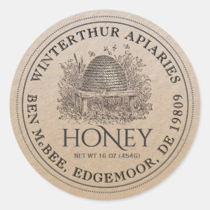 Bordure en pointillé du Étiquette Kraft Honey Jar 