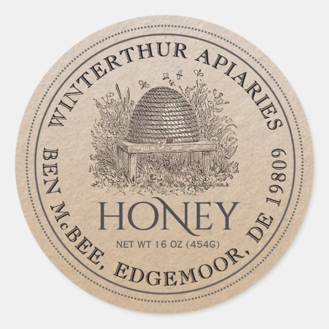 Bordure en pointillé du Étiquette Kraft Honey Jar  (Devant)