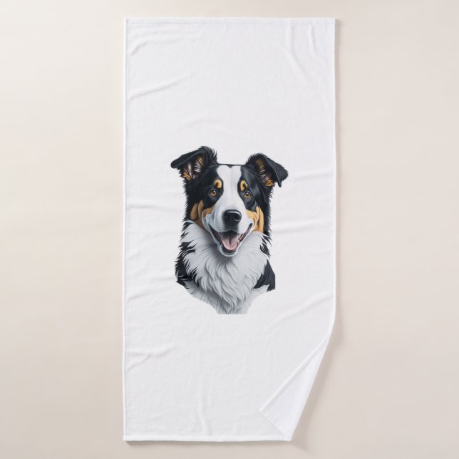 Bordure face Collie (Serviette de bain)