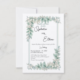 Bordure florale vintage, faire-part de mariage