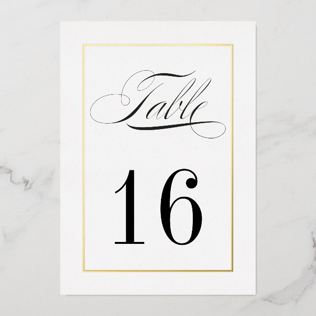 Bordure Gold Foil Numéro de table Mariage traditio (Recto)