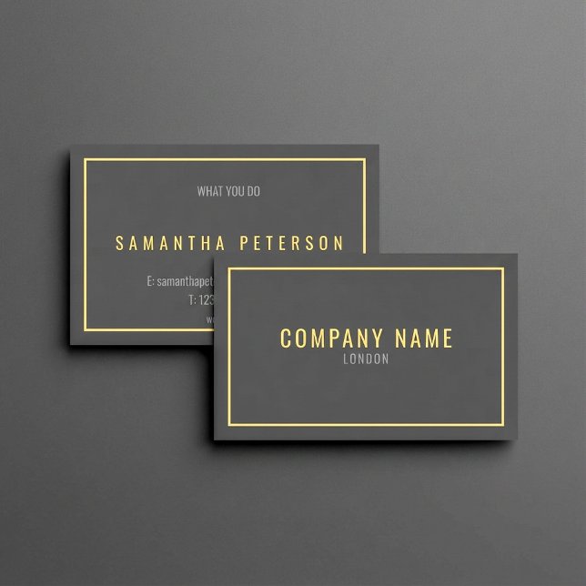 Bordure mince en or, carte de visite professionnel (Thin gold border, professional business card.)