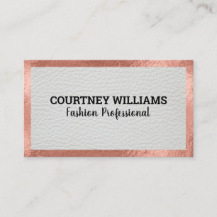 Bordure rose Gold Foil   Carte de visite en cuir