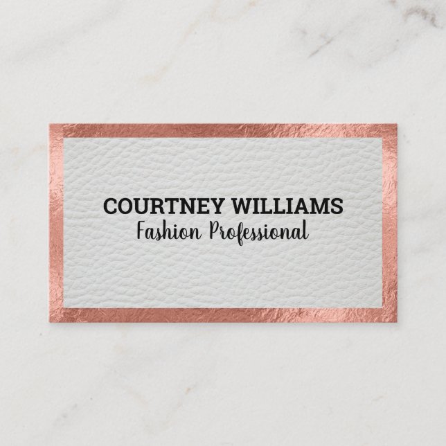 Bordure rose Gold Foil | Carte de visite en cuir (Devant)