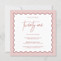 Bordure rose Vague Vingt et un Invitation annivers