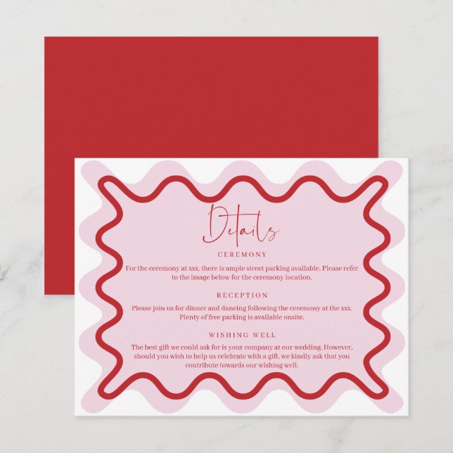 Bordure rouge rose vif Détails de la carte de ferm (Devant / Derrière)