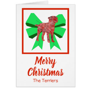 Bordure Terrier mignon chien de Noël et mât vert