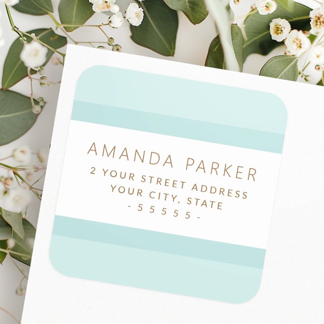 Bordures bleu clair aqua étiquettes d'adresse de r (Light aqua blue borders return address labels)