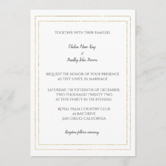 Bordures or simples Faire-part de mariage