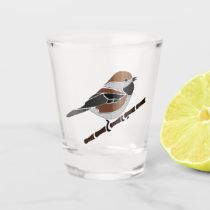 Boreal Chickadee Bird Illustriert Schnapsglas