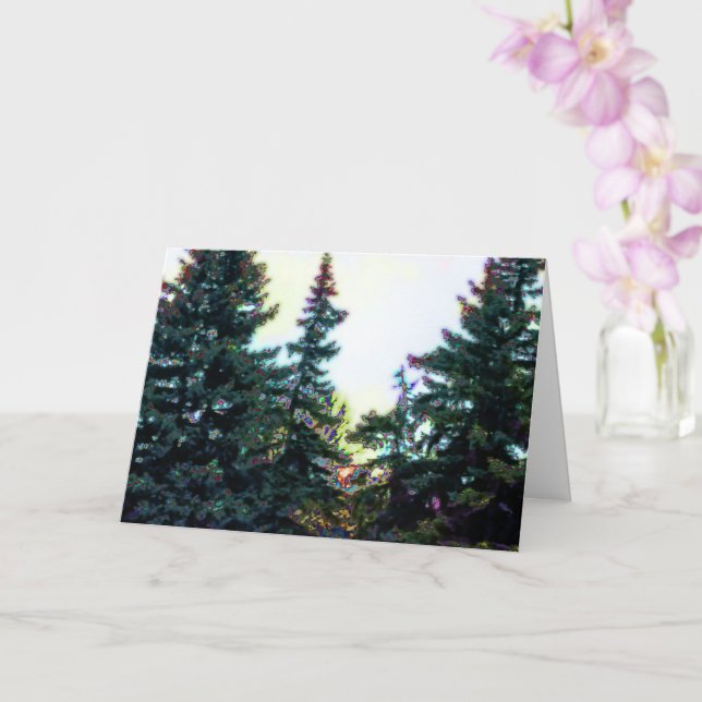 Boreal Forest Trees Canada Künstlerisch Artistic C Karte (Orchidee)