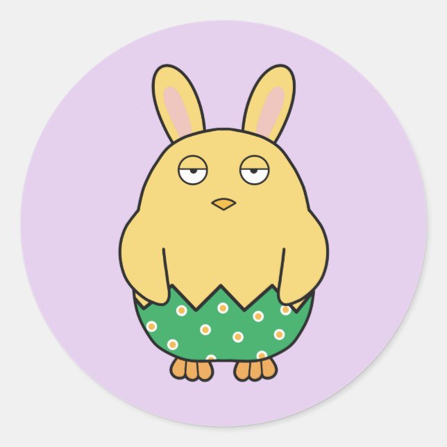 Bored Bunny Chick 02 Runder Aufkleber (Vorderseite)