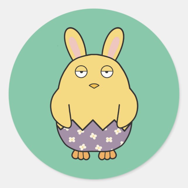 Bored Bunny Chick 03 Runder Aufkleber (Vorderseite)
