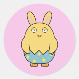 Bored Bunny Chick 04 Runder Aufkleber