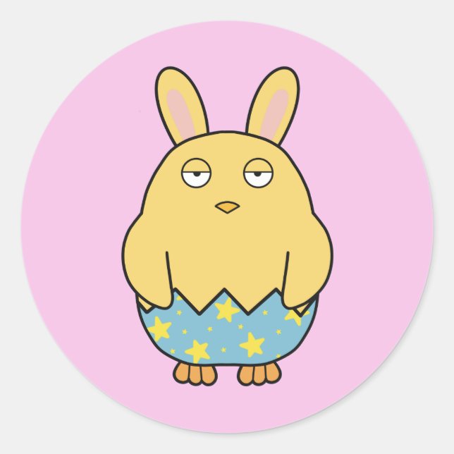 Bored Bunny Chick 04 Runder Aufkleber (Vorderseite)