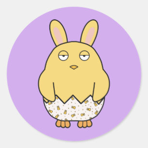 Bored Bunny Chick Runder Aufkleber