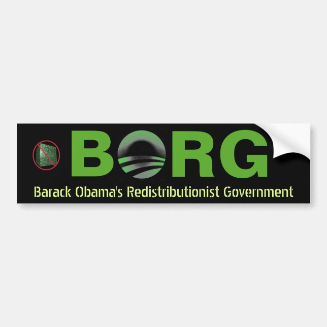 BORG Barack Obamas Redistributionist-Regierung Autoaufkleber (Vorne)