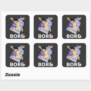 BORG Social Media Cocktail Rave-Krugaufkleber Quadratischer Aufkleber