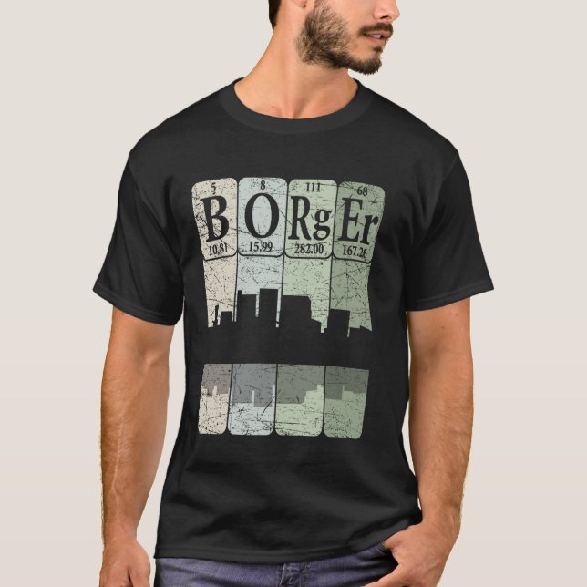 Borger Periodensystem Elemente Borger Texas Retro T-Shirt (Vorderseite)