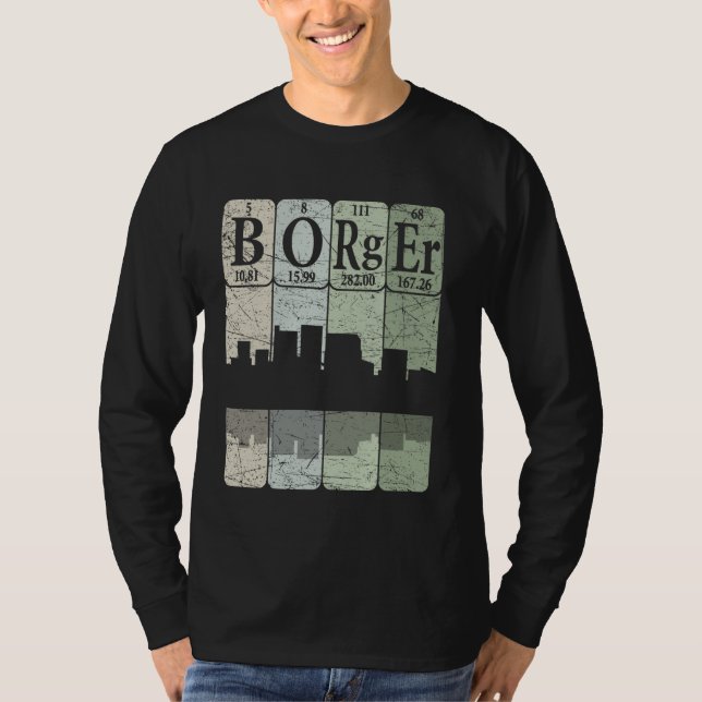 Borger Periodensystem Elemente Borger Texas Retro T-Shirt (Vorderseite)