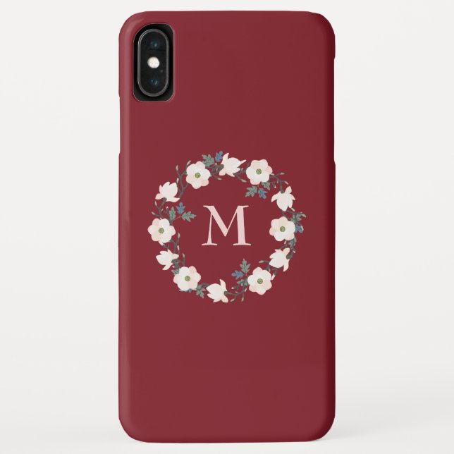 Borgundy Blush Pink Bläschen Blumenkraut Monogramm Case-Mate iPhone Hülle (Rückseite)
