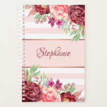 Borgundy Blush Pink Streifen Monogramm
