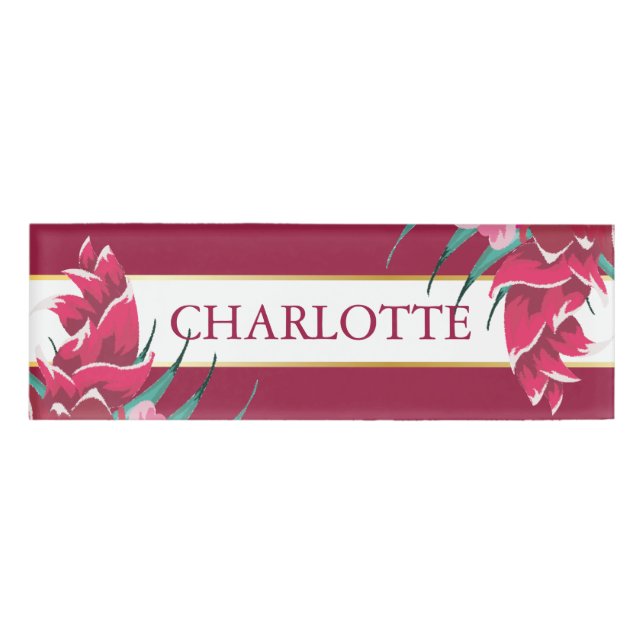 Borgundy Monogram, floral gestreift Namenschild (Vorderseite)