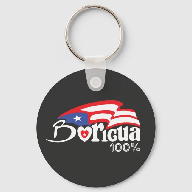 Boricua 100% Puerto Rico Schlüsselanhänger (Vorderseite)