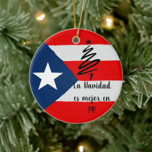 Boricua coqui Puerto Rico Fahne Weihnachten Keramik Ornament