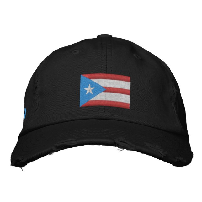 Boricua-Flagge Bestickte Baseballkappe (Vorderseite)