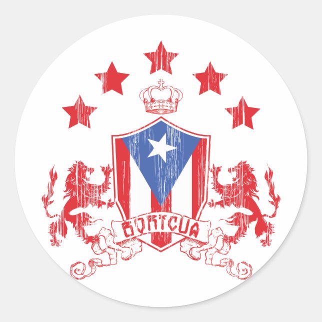Boricua Heraldy Runder Aufkleber (Vorderseite)