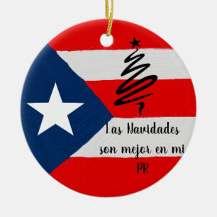 Boricua Puerto Rico Fahne Weihnachten Keramik Ornament