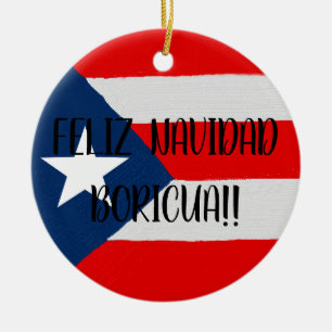 Boricua Puerto Rico Fahnencoquie Weihnachten Keram Keramik Ornament