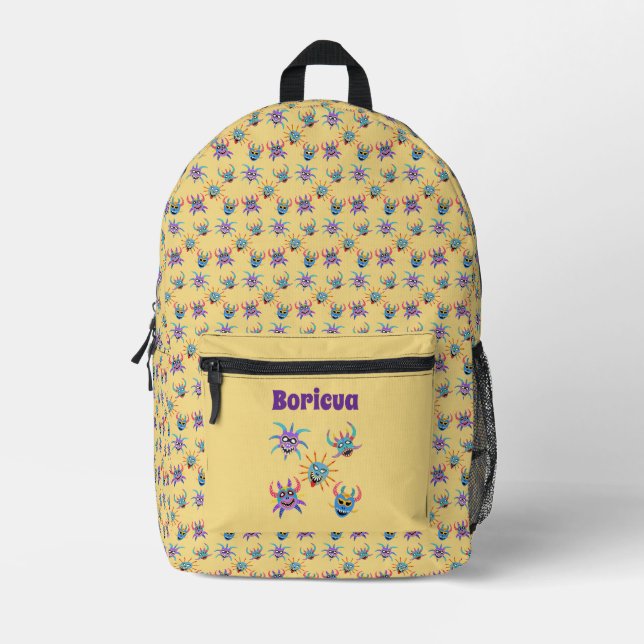 Boricua Vejigante backpack Bedruckter Rucksack (Vorderseite)