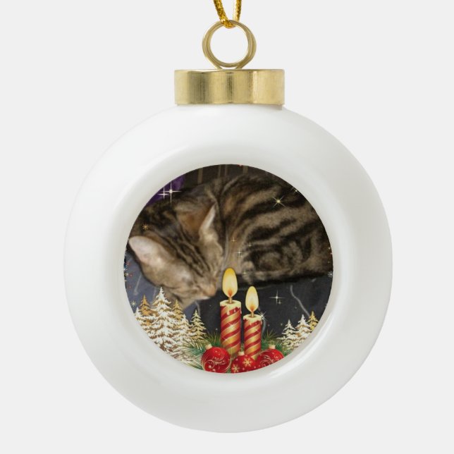 Boris catenov wartete Sankt-Tatzen Keramik Kugel-Ornament (Vorderseite)