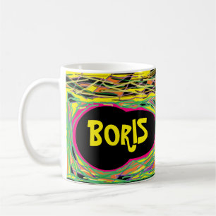 Boris ist Boss Fun Logo-Nachricht rosa Kunst Kaffeetasse